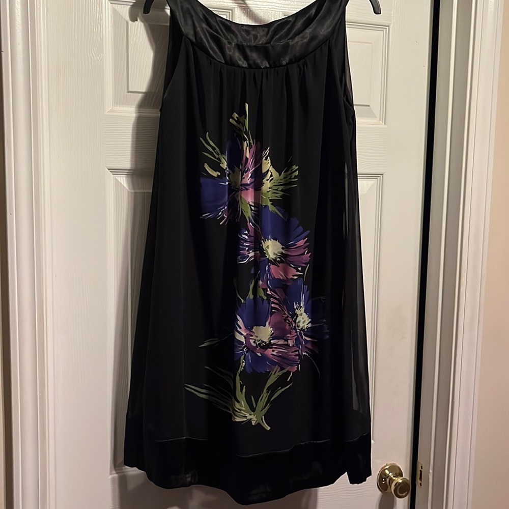 CONNECTED Halter LBD Floral Little Black Dress